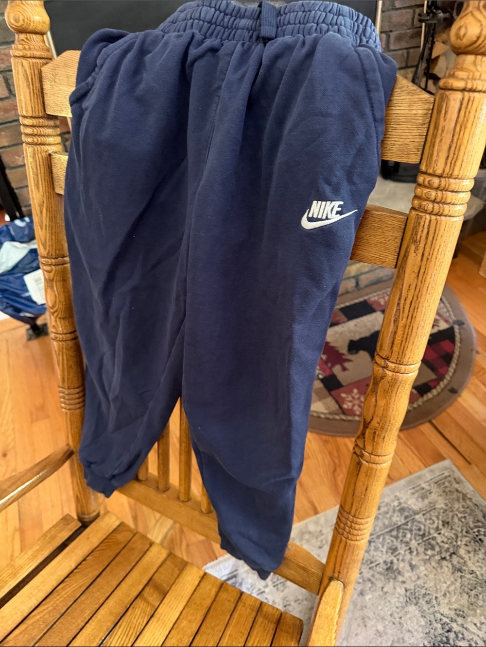 Nike Kids Navy Sweatpants with White Swoosh